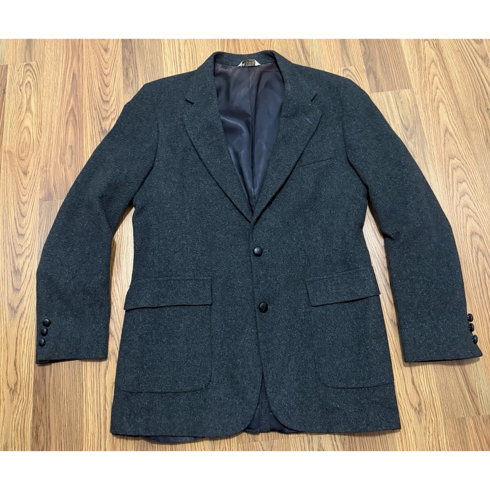 Christopher Hayes Wool Blazer Mens 40L Charcoal Made USA Sport Coat